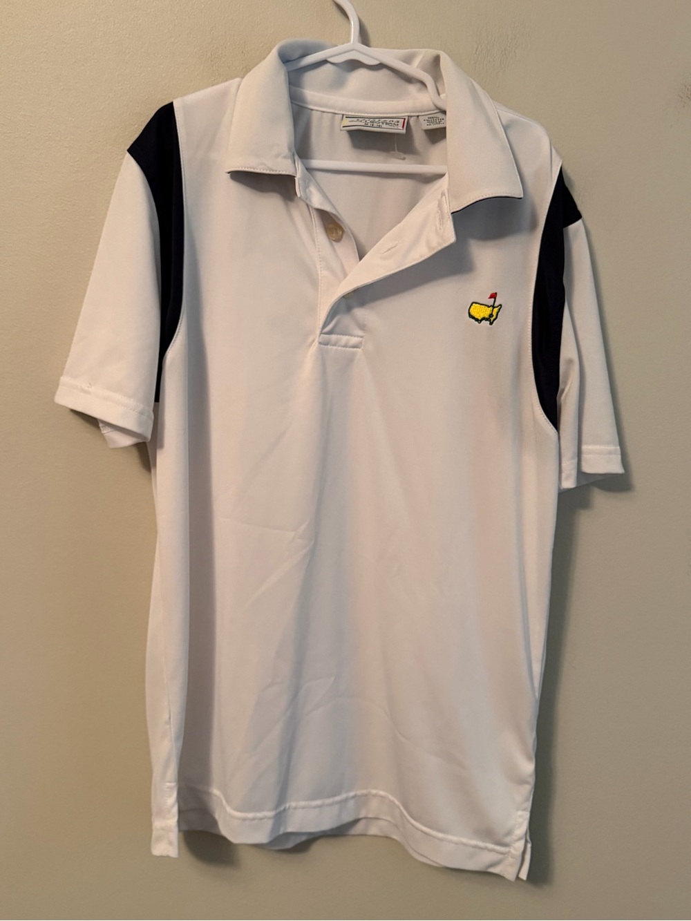 Masters White Golf Polo Shirt with Black Panels - Classic Performance Tee